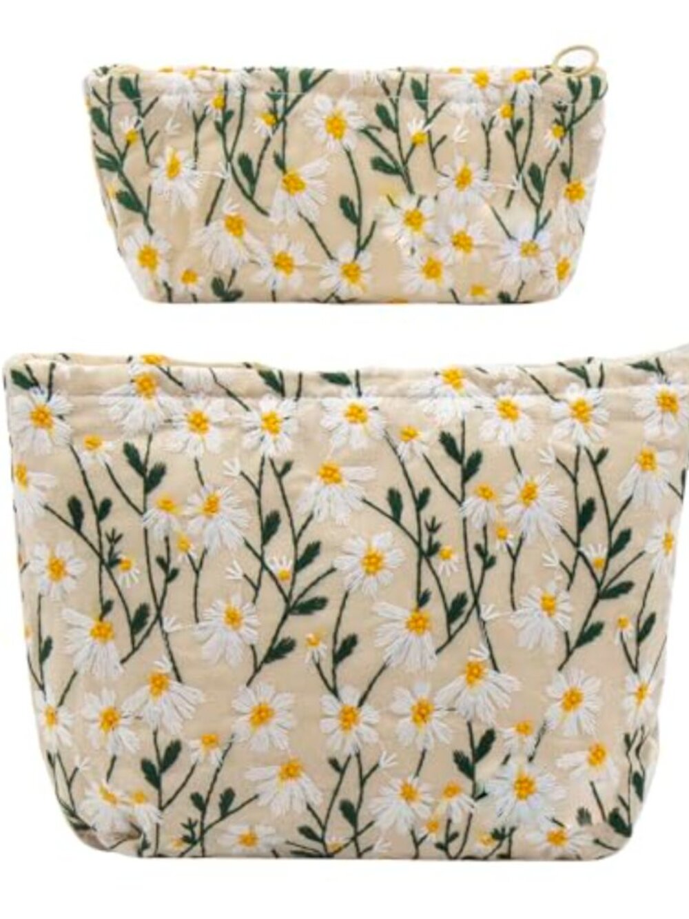 2 Pc Large Cosmetic Bag Set Floral Makeup Pouch Zipper Travel Toiletry Organizer